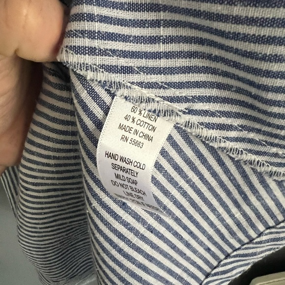 Sigrid Olsen Women's Sz S Blue White Stripe Cotton Linen Blend Lagenlook Jacket - Picture 5 of 6